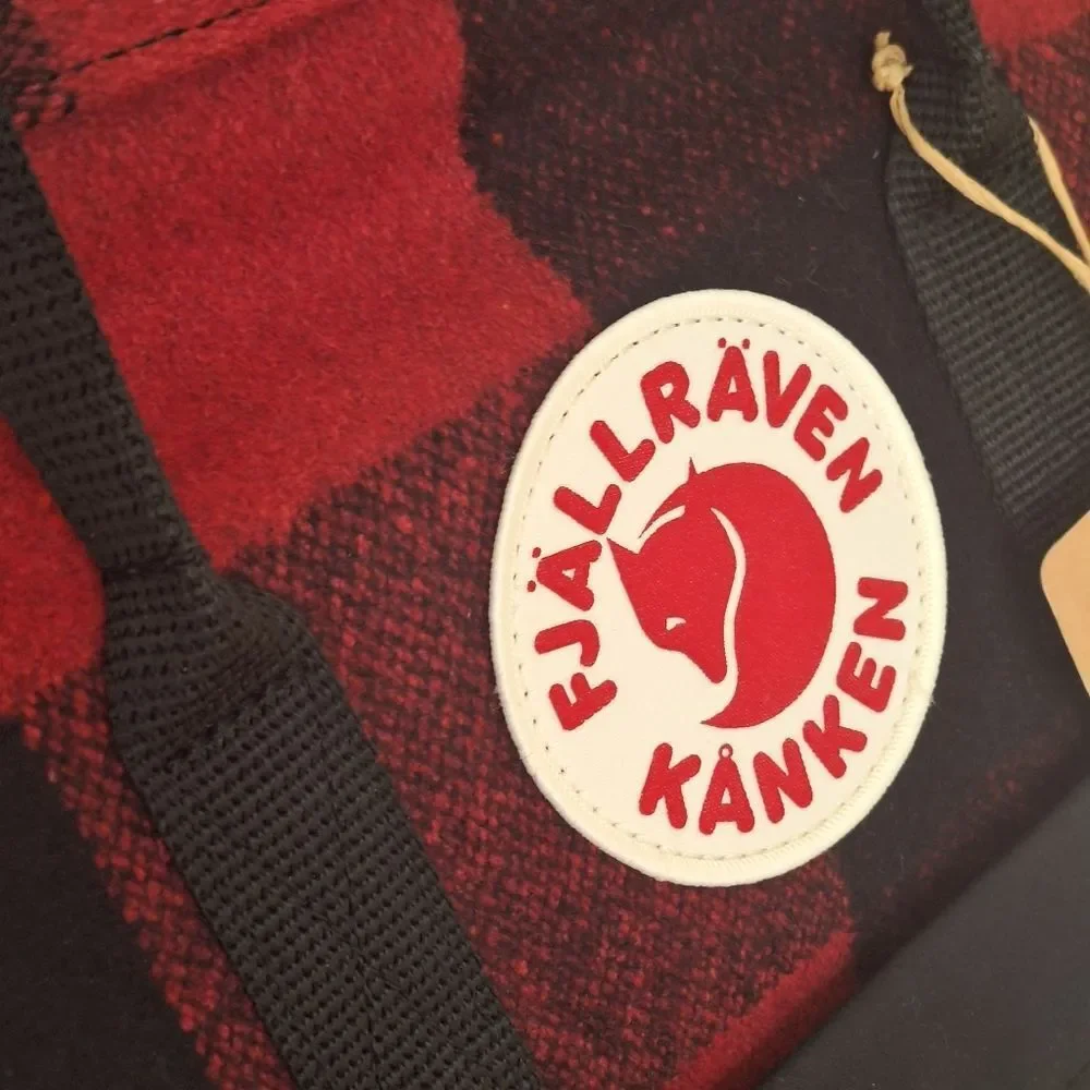 NWT Fjallraven Kanken Backpack Red Black Plaid Re-Wool Unisex